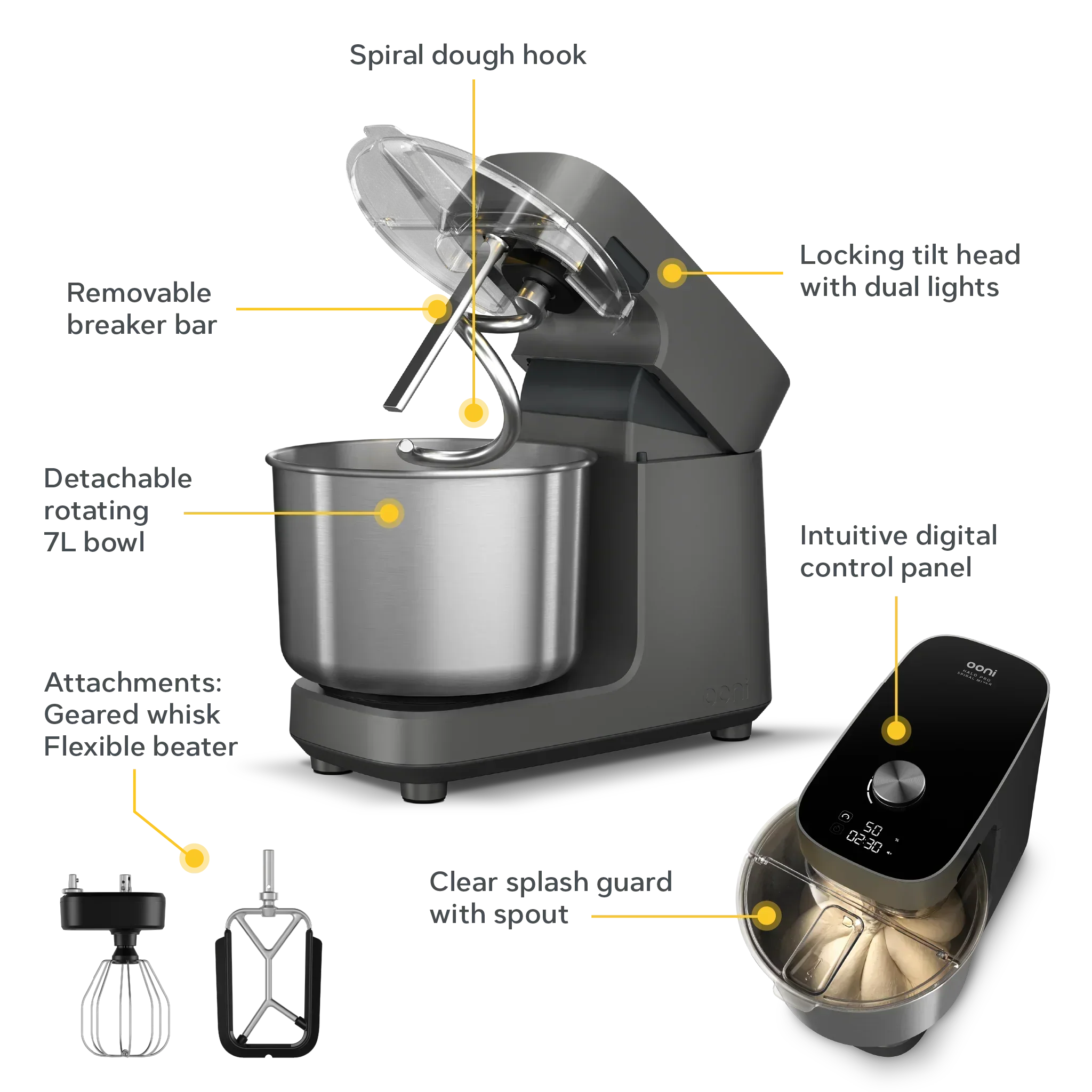 Ooni Halo Pro Spiral Mixer - Charcoal Grey